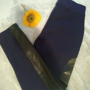 NWOT Gap Kids Navy Blue & Leather Leggings